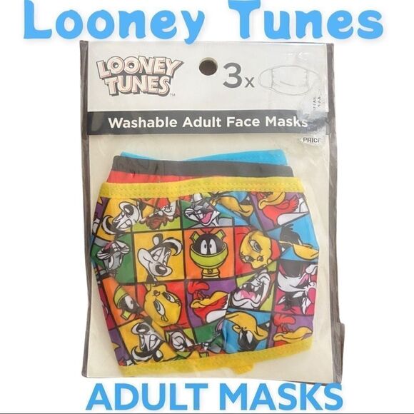 Looney Tunes Set of 3 Adult Washable Masks NEW in Package - Picture 1 of 3
